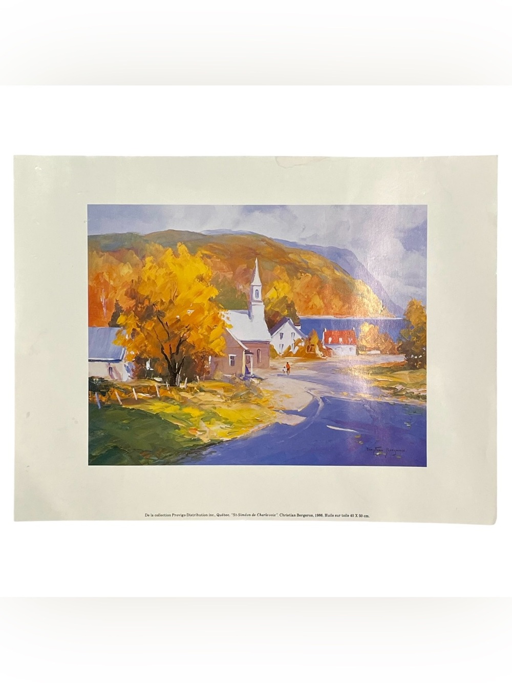 Vintage 1980s Christian Bergeron Art Print 1986 St-Siméon de Charlevoix Fall QC